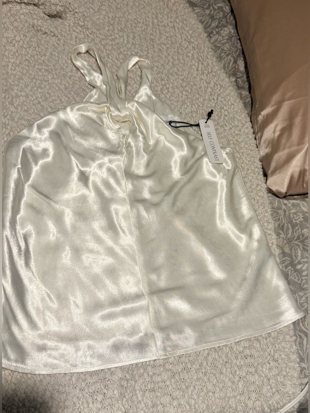 Anthropology Brand Self Contrast Satin Lily Halter Size Small NWT
